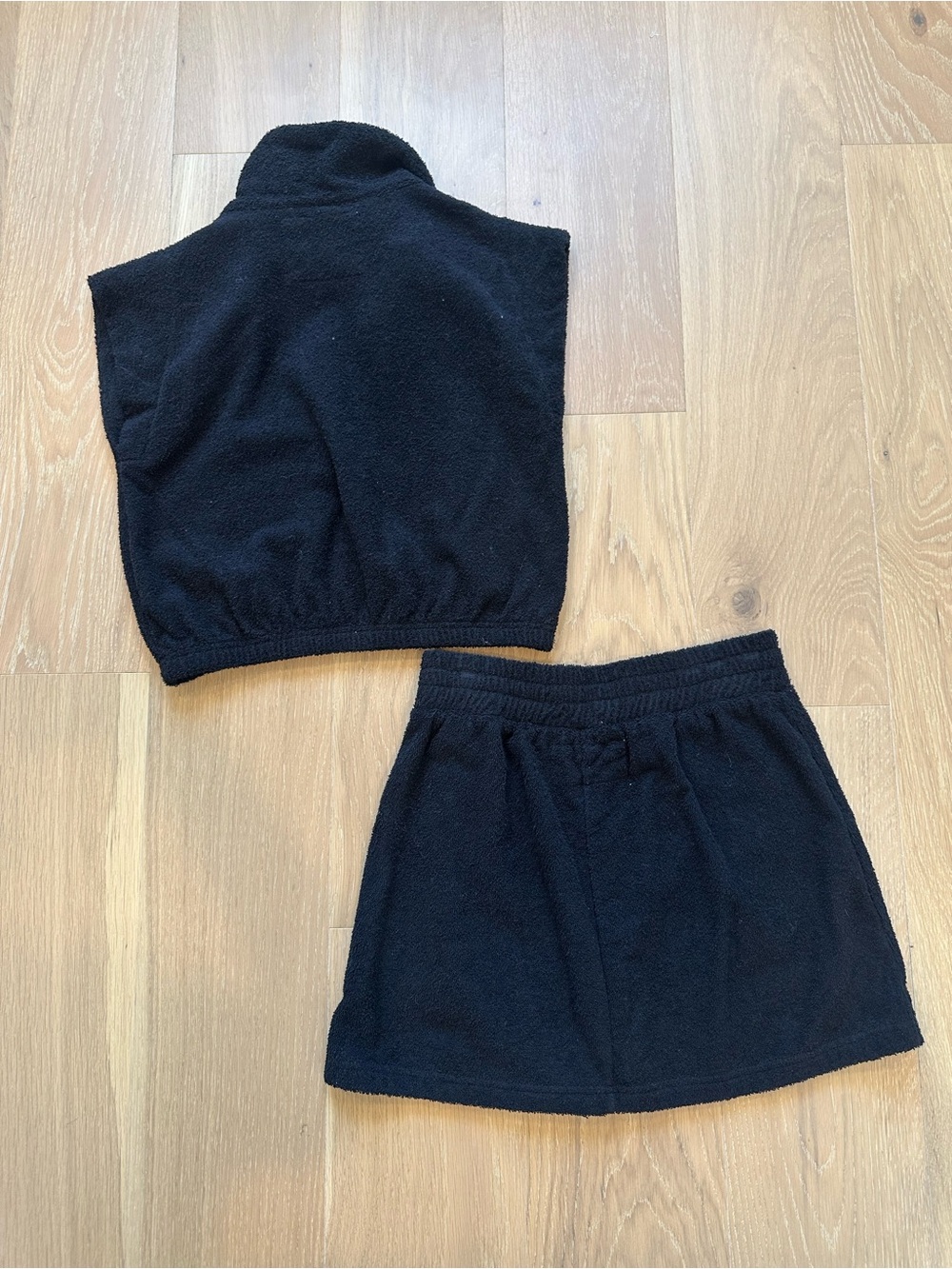 Mantra Irie Terry Cloth Top Skirt Set Swim Coverup Black Matching Set Size Small - Picture 9 of 12